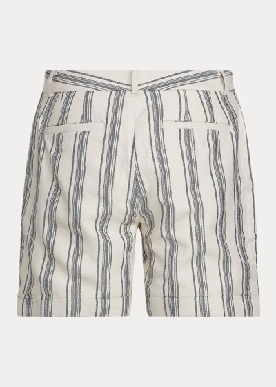 Calções Ralph Lauren Striped Linen Twill Mulher 85791-SWAV